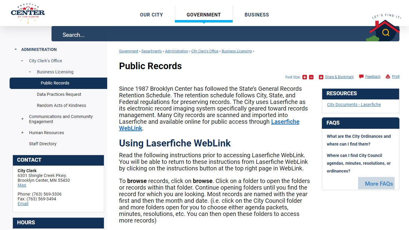 Public Records | Brooklyn Center, MN